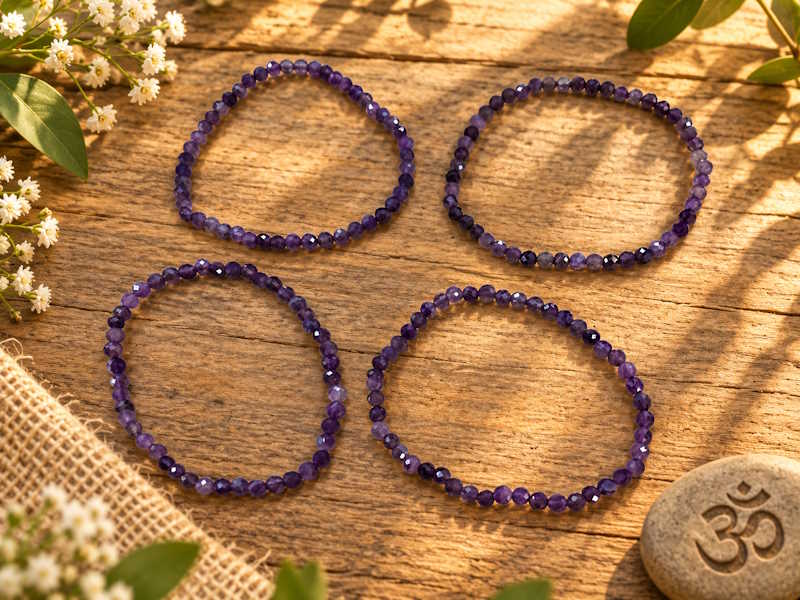 Pulsera Amatista bola facetada
